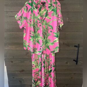 ROOM SERVICE Tropical Pink Palm Print Pajama Set